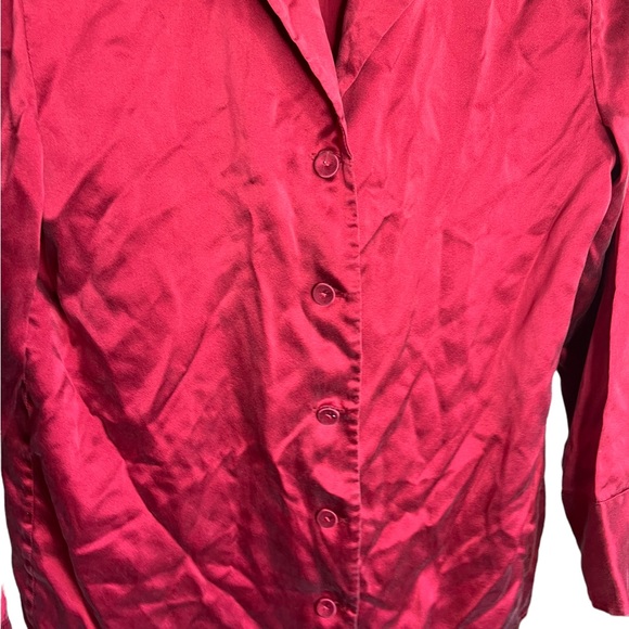 Mommesilk Women’s Sz Medium Claret Burgundy Mulberry 100% Silk Pajama Set - Picture 4 of 13